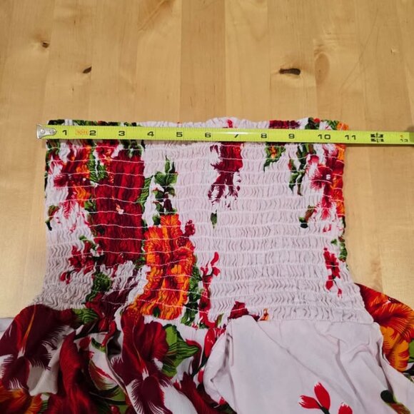Aloha Fashion Dress One Size Tropical Floral Strapless Shirred Ruched Hawaiian - Picture 6 of 6